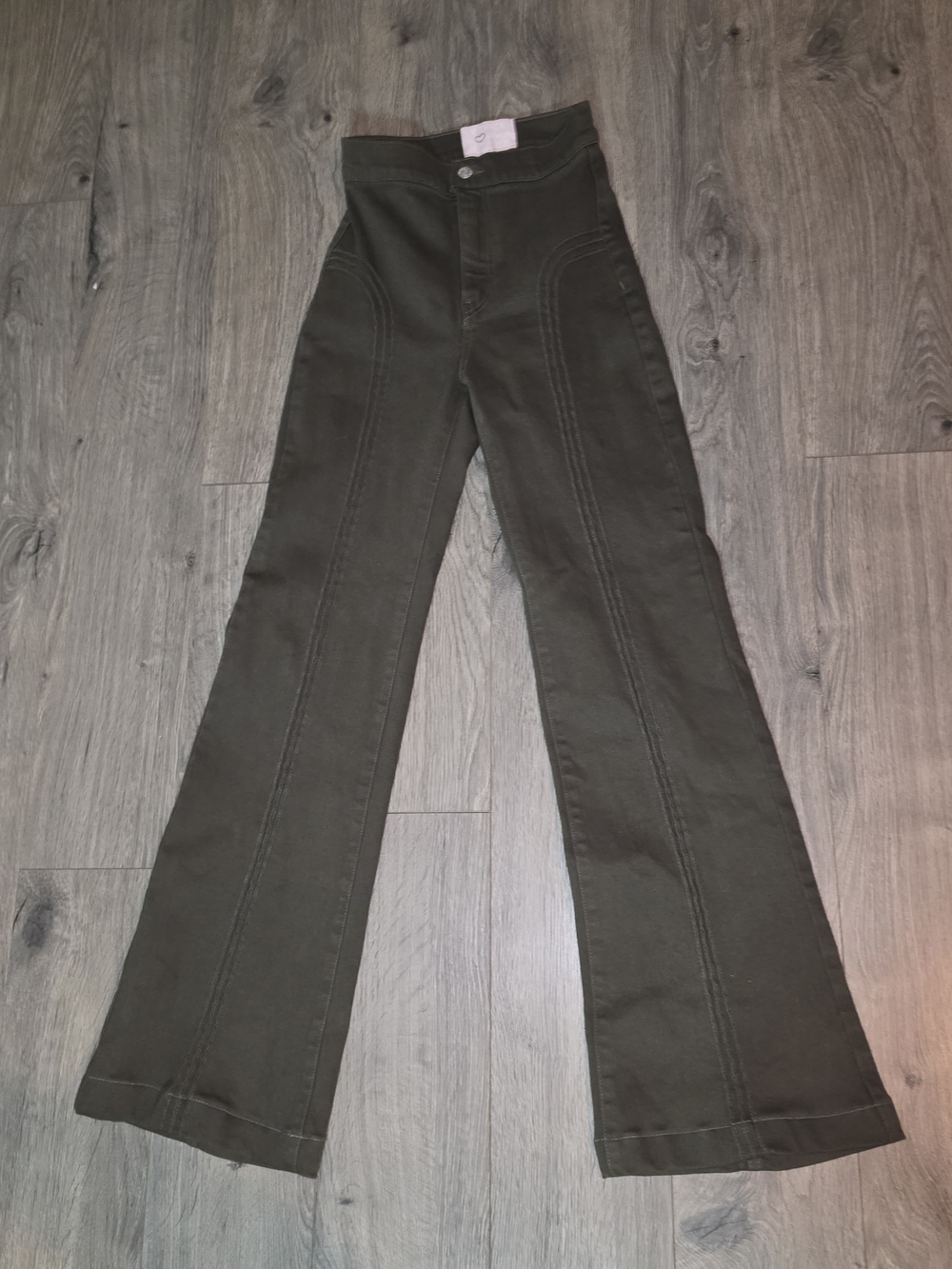 REVICE Dark Olive Wide-Leg High-Rise Jeans